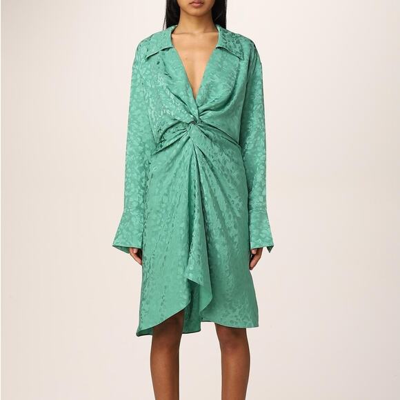 Zadig & Voltaire Rozo Leopard Jacquard Silk Dress Irish Women’s Size L - Picture 1 of 10
